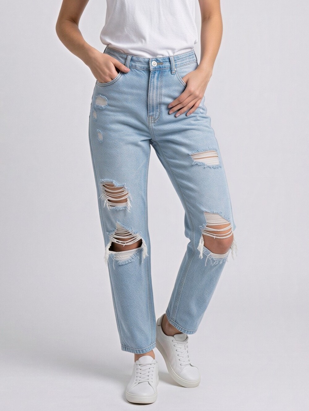 Distressed Light Blue Jeans